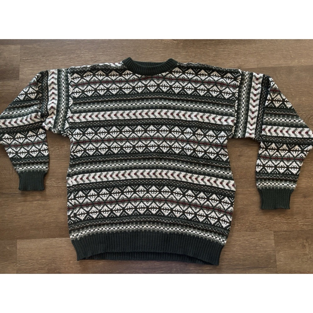 Vintage Fieldmaster Sweater Mens XL Fair Isle Knit Pullover Made USA 90s VTG‎